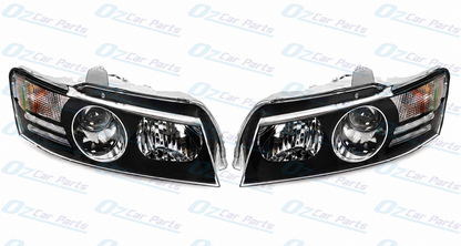 Headlight Pair Black Projector for Holden Commodore Adventra VZ SS