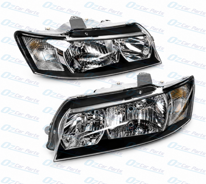 Headlight Pair Black Non Projector for Holden Commodore VZ SV6