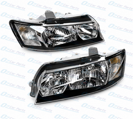 Headlight Pair Black Non Projector for Holden Commodore VZ SV6
