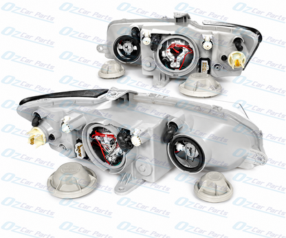 Headlight Pair Black Non Projector for Holden Commodore VZ SV6