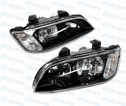Headlight Pair Black Non Projector for Holden Commodore VE SS Series 1 Omega Berlina