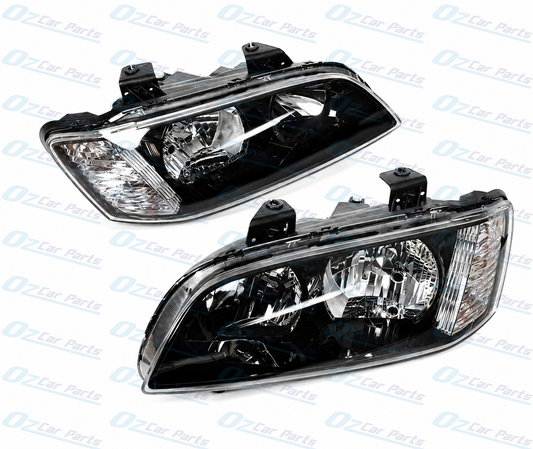 Headlight Pair Black Non Projector for Holden Commodore VE SS Series 1 Omega Berlina