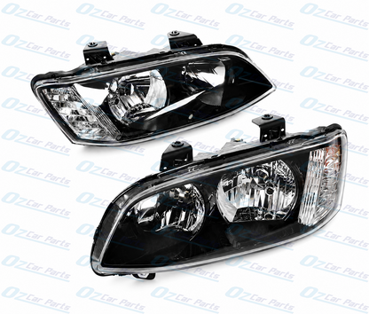 Headlight Pair Black Non Projector for Holden Commodore VE SS SV6 Series 2