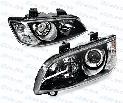 Headlight Pair Black Projector for Holden Commodore VE SSV Series 2 Calais