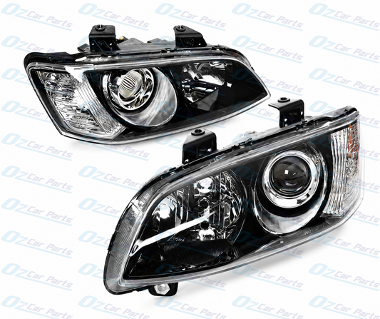 Headlight Pair Black Projector for Holden Commodore VE SSV Series 2 Calais