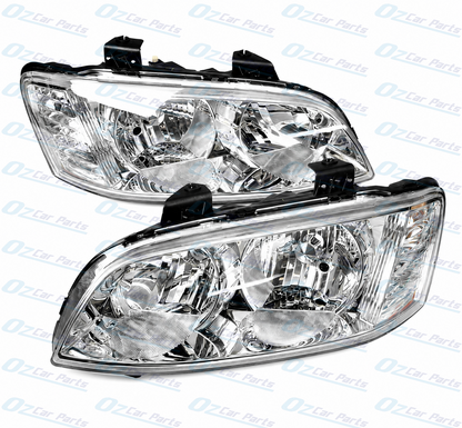 Headlight Pair Chrome Non Projector for Holden Commodore VE Series 2 Berlina Omega