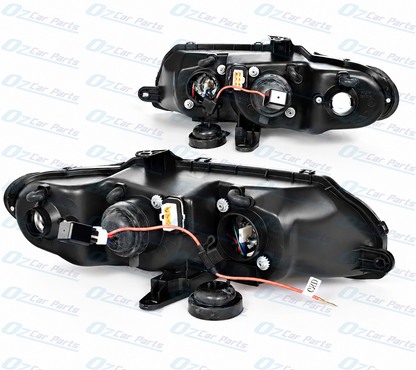 Headlight Pair Black Atezza Angel Halo Eyes for Holden Commodore VT Monaro