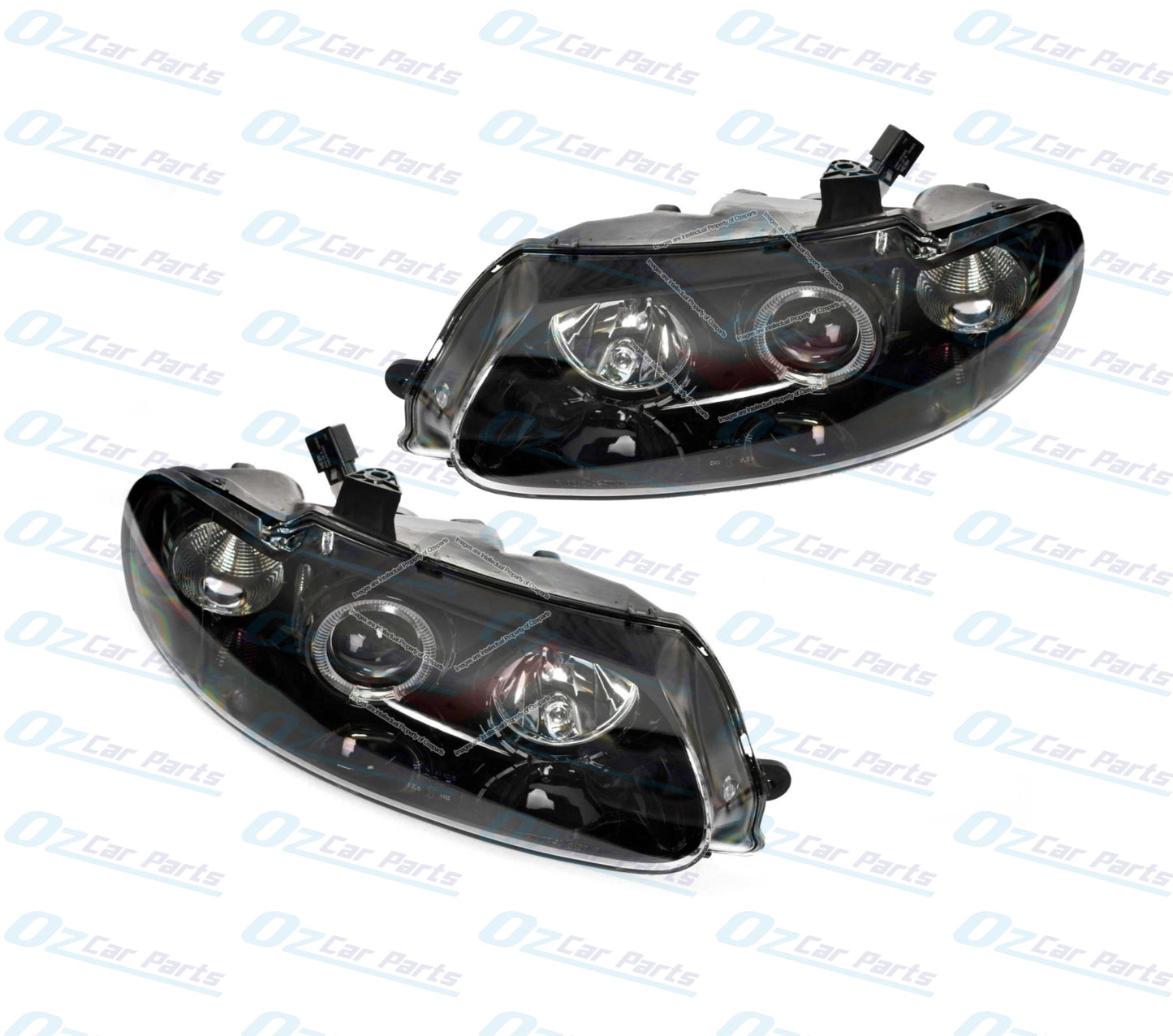 Headlight Pair Black Atezza Angel Halo Eyes for Holden Commodore VT Monaro