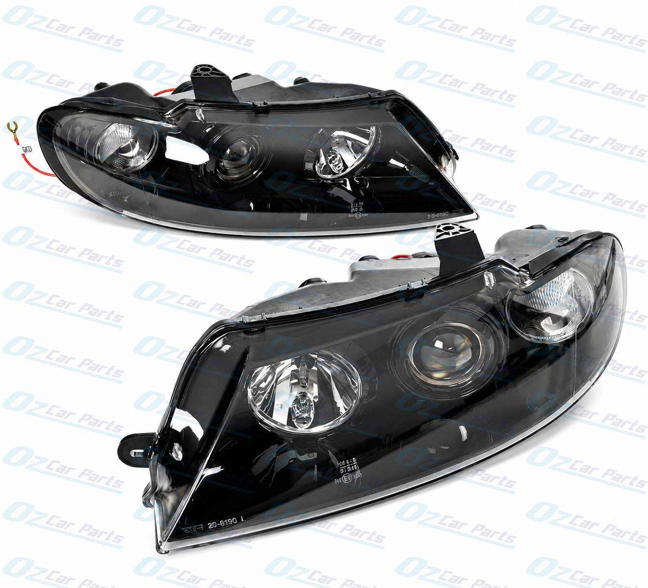 Headlight Pair Black Altezza for Holden Commodore VX VU