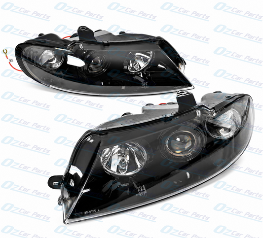 Headlight Pair Black Altezza for Holden Commodore VX VU
