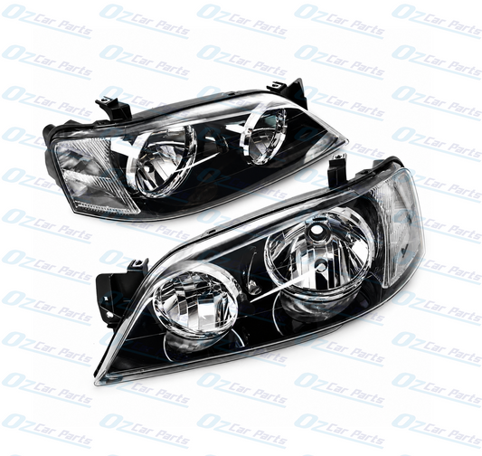 Headlight Pair Black for Ford Falcon Fairmont BA BF XT