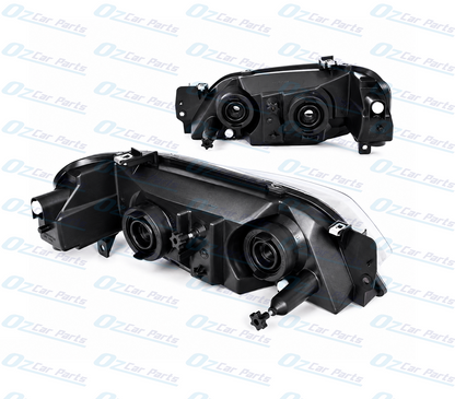 Headlight Pair Black for Ford Falcon BF Series 2 / Series 3 Wagon XT