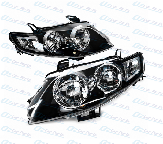 Headlight Pair Black for Ford Falcon FG XT Sedan Ute