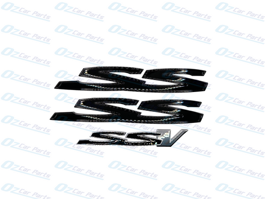 Gloss Black Side Rear SS SSV Badge Emblem Set of 3 for Holden Commodore VE VF SS