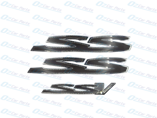 Grey Chrome Side Rear SS SSV Badge Emblem Set of 3 for Holden Commodore VE VF SS