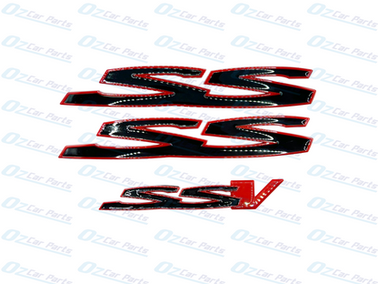 Red Gloss Black SS SSV Badge Emblem Set of 3 for Holden Commodore VE VF SS
