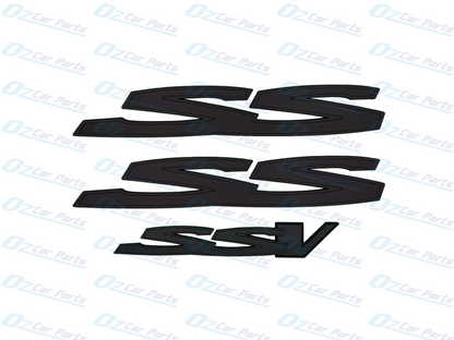 Matte Black Side Rear SS SSV Badge Emblem Set of 3 for Holden Commodore VE VF SS