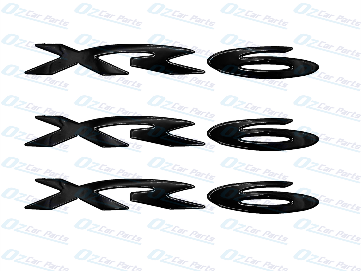XR6 Badge Gloss Black Full Set For Ford Falcon BA BF FG Rear Boot Side Skirt X3