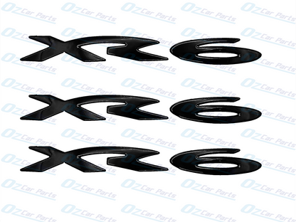 XR6 Badge Gloss Black Full Set For Ford Falcon BA BF FG Rear Boot Side Skirt X3