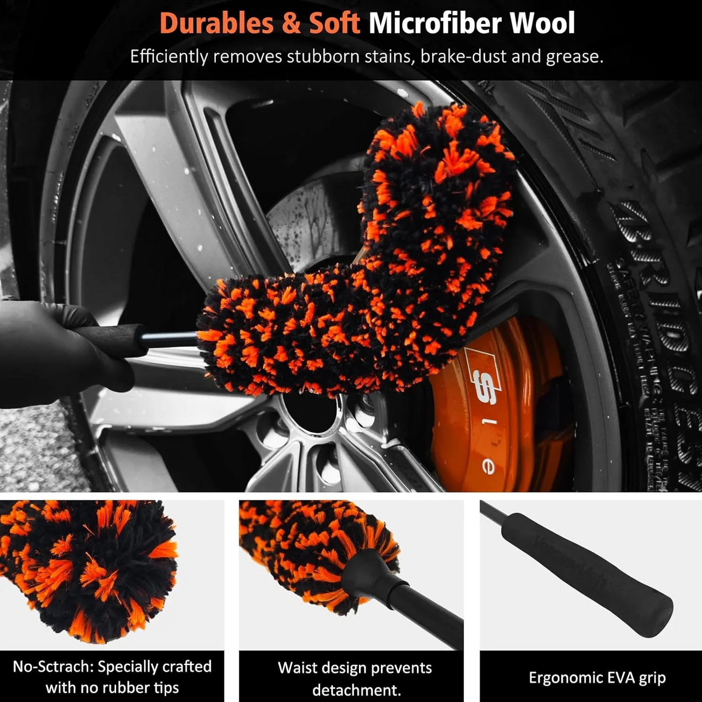 BEAR FORCE | Wheel Rim Cleaning Microfibre Bendable Brush Set