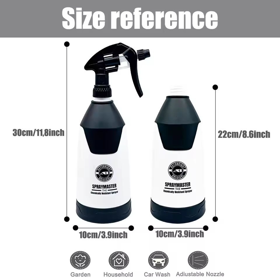 AUTOBRIGHT | SPRAYMASTER 1L Acid Alkali Resistant Spray Bottle