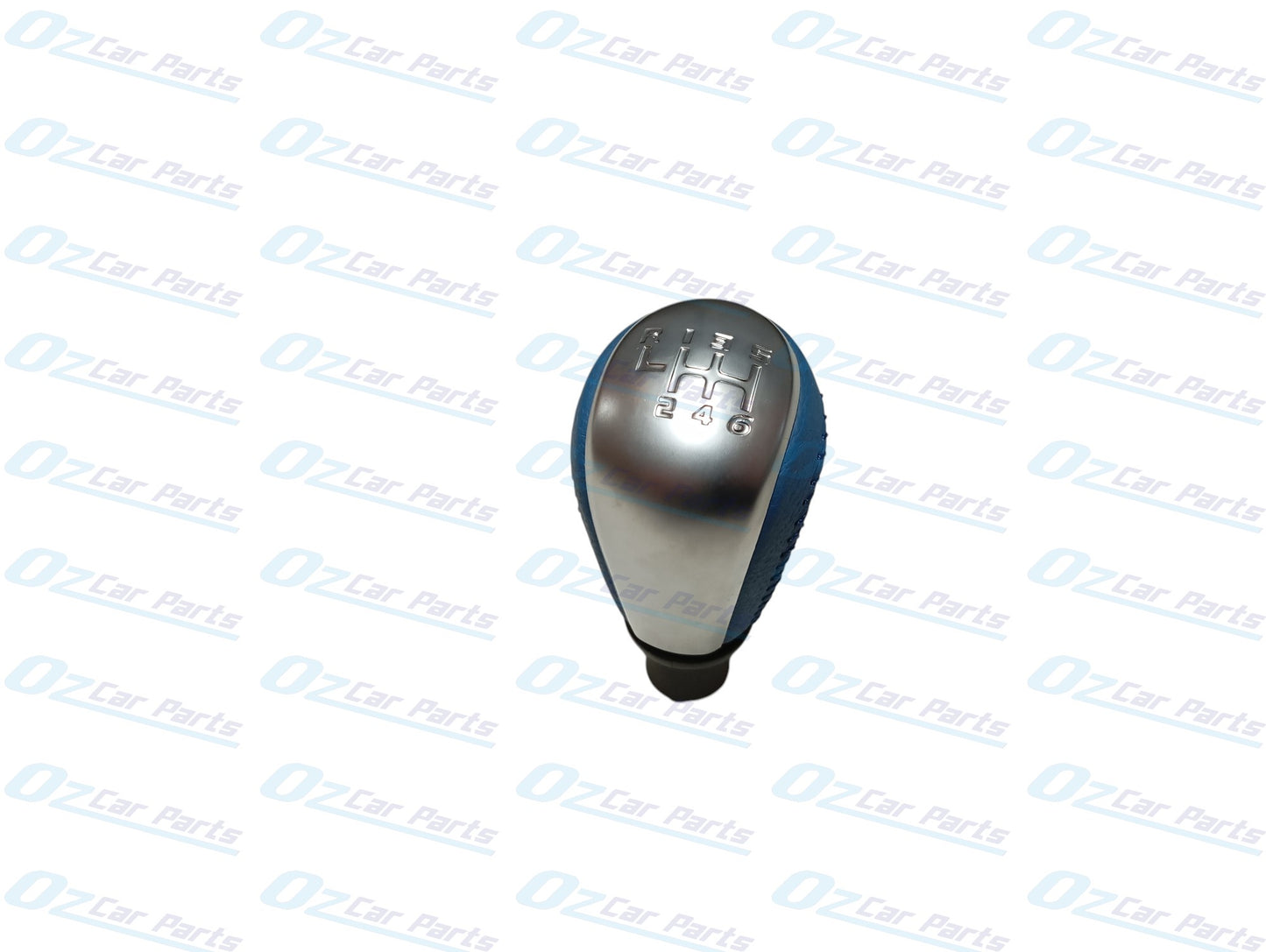 Manual Gear Knob Silver Cap Blue Leather & Stitch for Holden Commodore VF V6