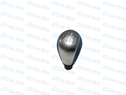 Manual Gear Knob Silver Cap Blue Leather & Stitch for Holden Commodore VF V6