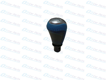 Manual Gear Knob Silver Cap Blue Leather & Stitch for Holden Commodore VF V6