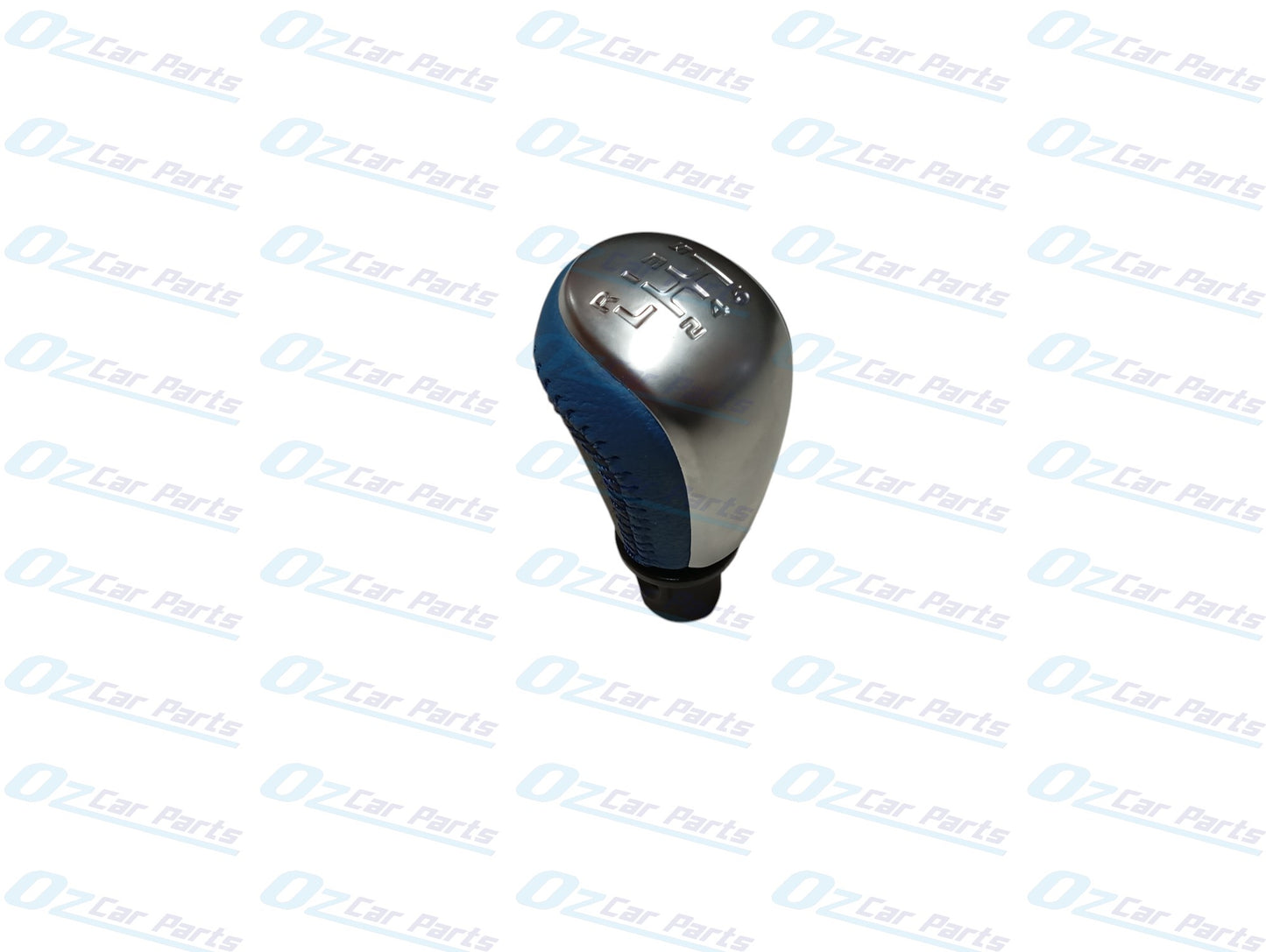 Manual Gear Knob Silver Cap Blue Leather & Stitch for Holden Commodore VF V6