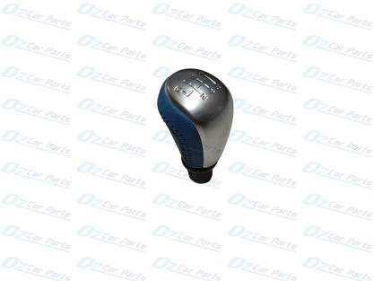 Manual Gear Knob Silver Cap Blue Leather & Stitch for Holden Commodore VF V6