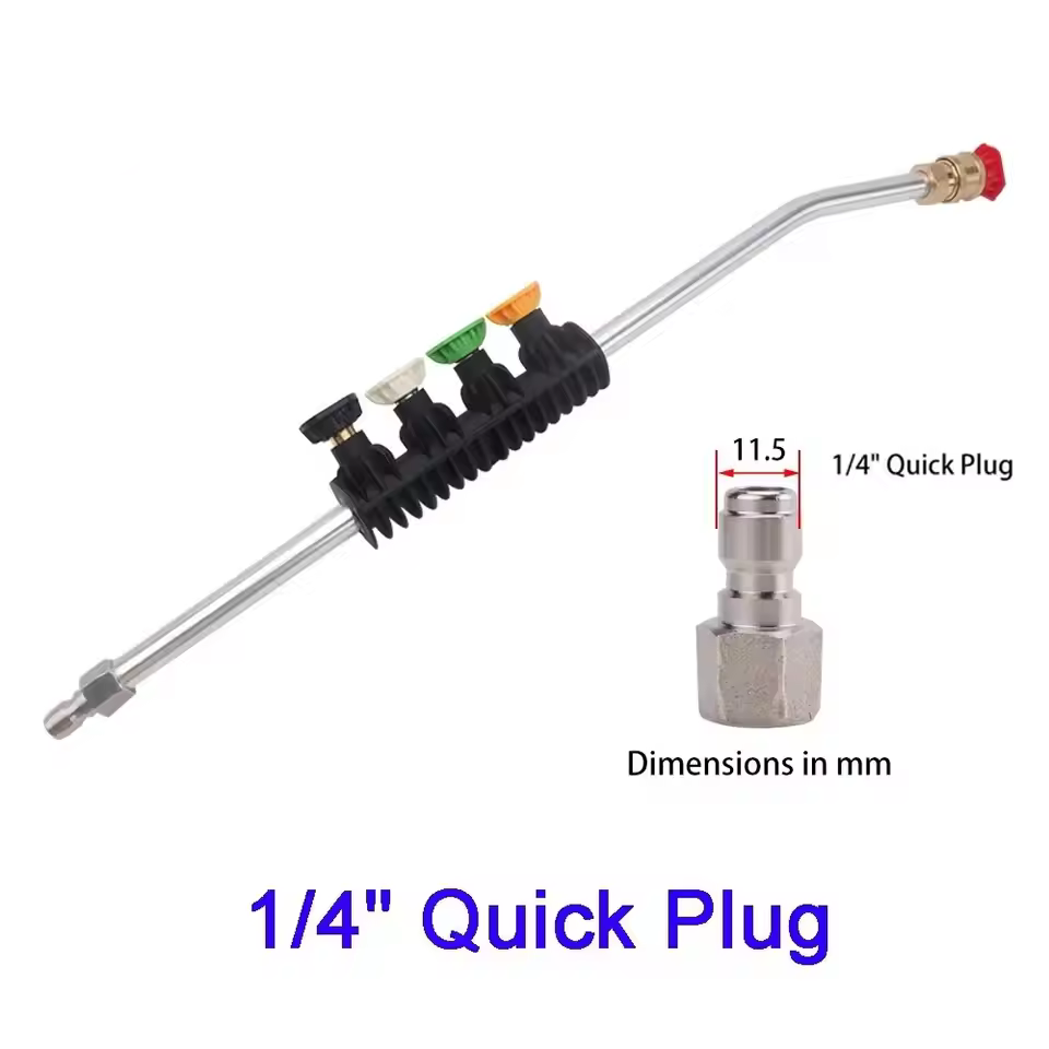 BEAR FORCE | 1/4" Pressure Washer Bent Extension Lance Wand + 5x Nozzles