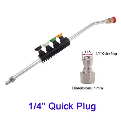 BEAR FORCE | 1/4" Pressure Washer Bent Extension Lance Wand + 5x Nozzles