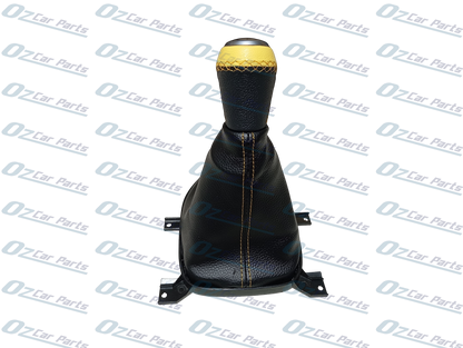 Yellow Manual Gear Shift Knob & Boot Leather Cover for Holden Commodore VE V8