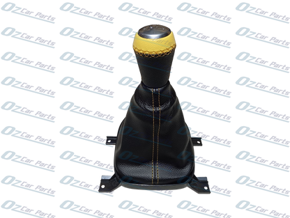 Yellow Manual Gear Knob & Boot Leather Cover for Holden Commodore VE V6