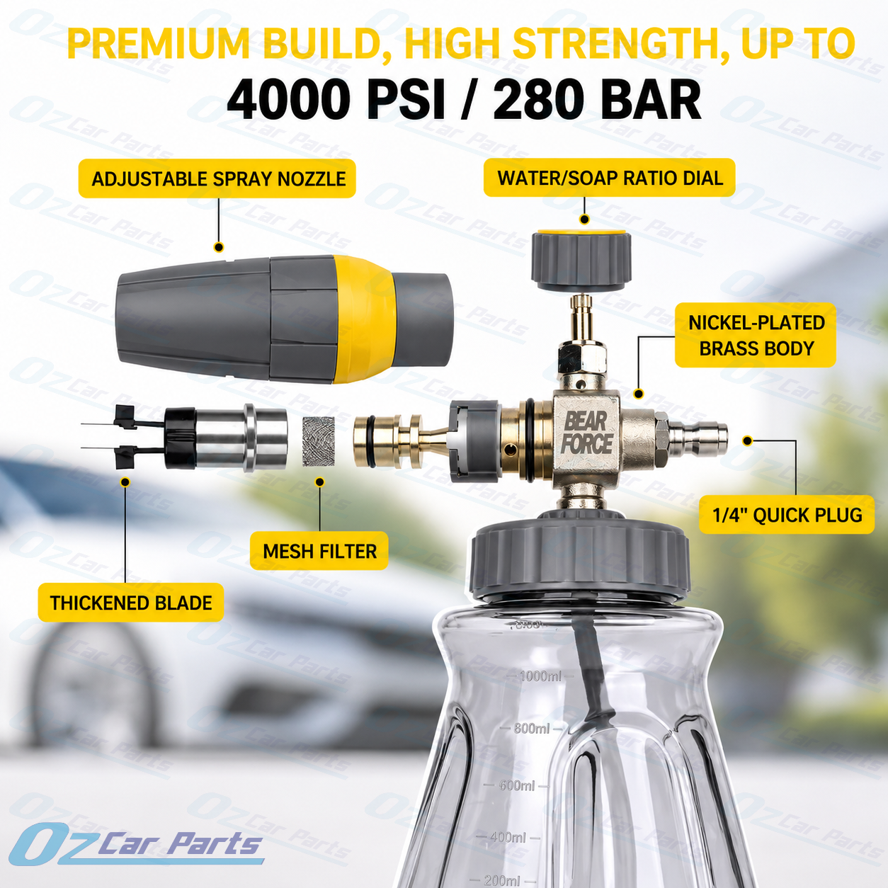 Bear Force | Pressure Washer Premium Foam Cannon V3 1/4" Quick Connect